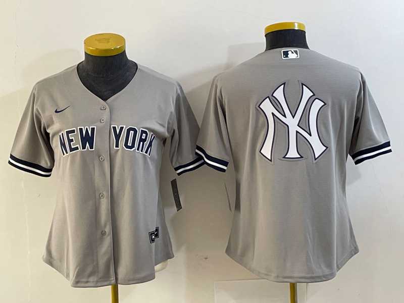 Womens New York Yankees Blank Gray Stitched MLB Cool Base Nike Jersey1